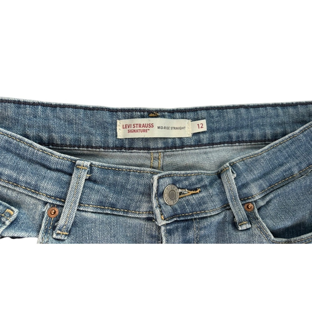 Levi Strauss Signature Women's Size 12 Mid-Rise Straight Jeans Blue Denim - Picture 3 of 5